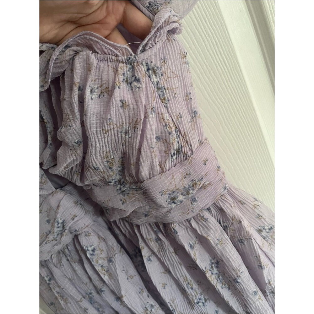 ASTR the Label Maxi Dress Emporia Lavender Floral Chiffon Wedding Guest size L - Picture 5 of 12